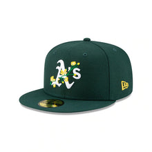 Load image into Gallery viewer, Oakland Athletics New Era MLB 59FIFTY 5950 Fitted Cap Hat Dark Green Crown/Visor Team Color Logo (Side Patch Bloom) 
