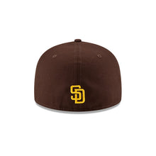 Load image into Gallery viewer, San Diego Padres New Era MLB 59FIFTY 5950 Fitted Cap Hat Dark Brown Crown/Visor Team Color Logo (Side Patch Bloom) 
