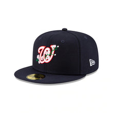 Load image into Gallery viewer, Washington Nationals New Era MLB 59FIFTY 5950 Fitted Cap Hat Navy Crown/Visor Team Color Logo (Side Patch Bloom) 
