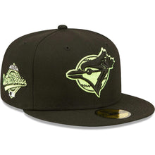 Load image into Gallery viewer, Toronto Blue Jays New Era MLB 59FIFTY 5950 Fitted Cap Hat Black Crown/Visor Yellow Logo 1992 World Series Side Patch
