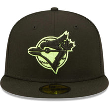 Load image into Gallery viewer, Toronto Blue Jays New Era MLB 59FIFTY 5950 Fitted Cap Hat Black Crown/Visor Yellow Logo 1992 World Series Side Patch
