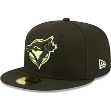 Load image into Gallery viewer, Toronto Blue Jays New Era MLB 59FIFTY 5950 Fitted Cap Hat Black Crown/Visor Yellow Logo 1992 World Series Side Patch
