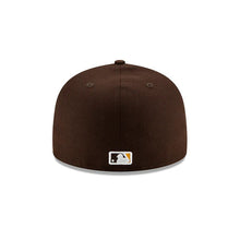 Load image into Gallery viewer, San Diego Padres New Era MLB 59FIFTY 5950 Fitted Cap Hat Dark Brown Crown/Visor Team Color Logo 2022 PostSeason Side Patch 

