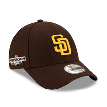 Load image into Gallery viewer, San Diego Padres New Era MLB 9FORTY 940 Adjustable Cap Hat Dark Brown Crown/Visor Team Color Logo 2022 PostSeason Side Patch 
