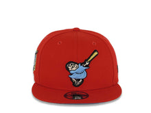 Load image into Gallery viewer, San Diego Padres New Era MLB 9FIFTY 950 Snapback Cap Hat Red Crown/Visor Sky Blue/Meallic Gold Swinging Friar Logo 40th Anniversary Side Patch
