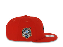 Load image into Gallery viewer, San Diego Padres New Era MLB 9FIFTY 950 Snapback Cap Hat Red Crown/Visor Sky Blue/Meallic Gold Swinging Friar Logo 40th Anniversary Side Patch
