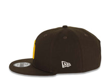 Load image into Gallery viewer, San Diego Padres New Era MLB 9FIFTY 950 Snapback Cap Hat Brown Crown/Visor Yellow Logo Swinging Friar Circle Side Patch Gray UV
