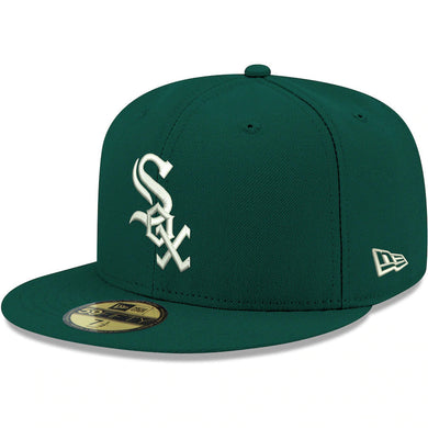 Chicago White Sox New Era MLB 59FIFTY 5950 Fitted Cap Hat Dark Green Crown/Visor White Logo Gray UV