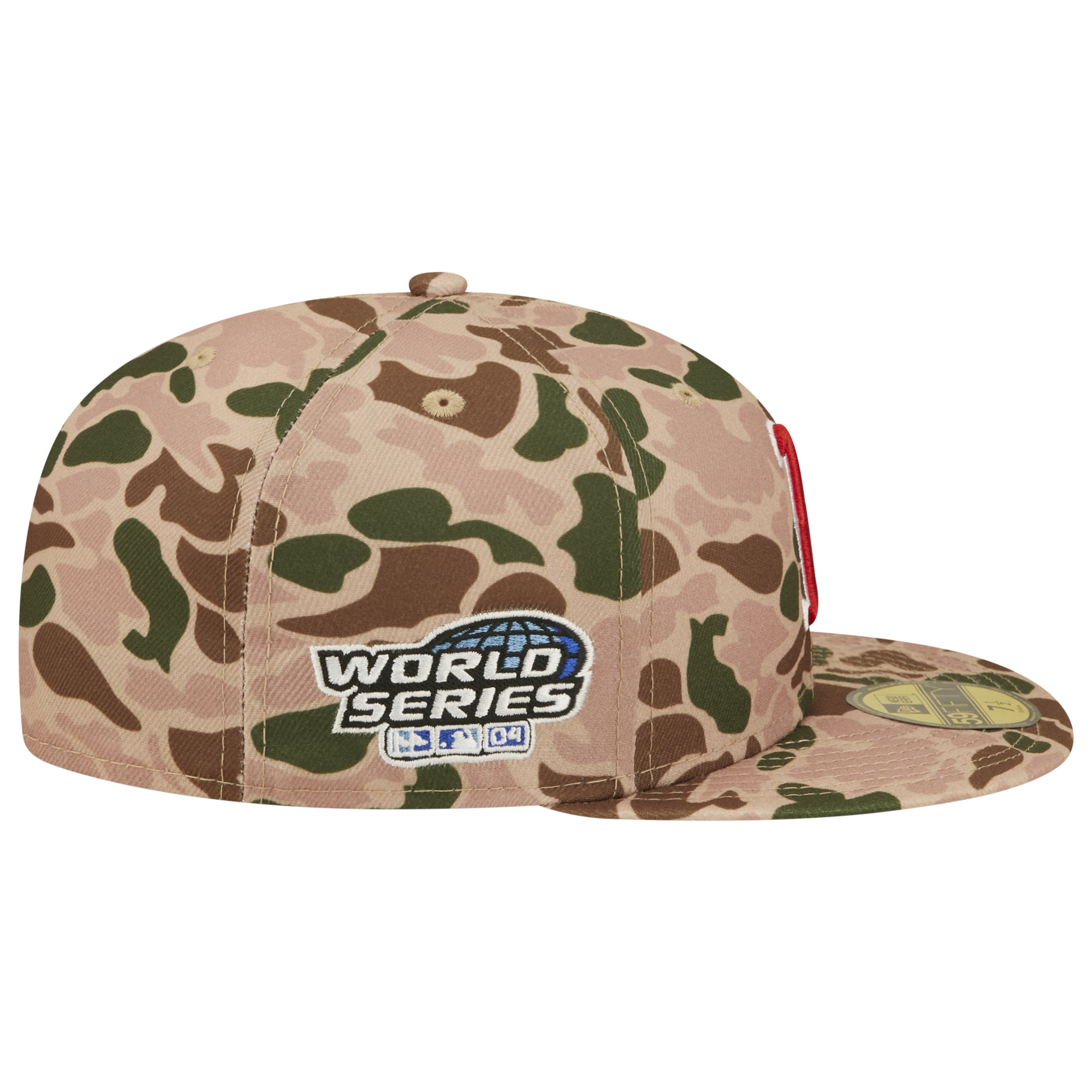 Boston Red Sox New Era MLB 59FIFTY 5950 Fitted Cap Hat Duck Camo  Crown/Visor Team Color Logo 2004 World Series Side Patch Orange UV