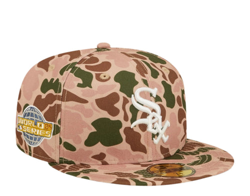 Chicago White Sox New Era MLB 59FIFTY 5950 Fitted Cap Hat Duck Camo Crown/Visor Team Color Logo 2005 World Series Side Patch Orange UV