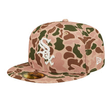 Load image into Gallery viewer, Chicago White Sox New Era MLB 59FIFTY 5950 Fitted Cap Hat Duck Camo Crown/Visor Team Color Logo 2005 World Series Side Patch Orange UV
