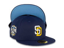 Load image into Gallery viewer, San Diego Padres New Era MLB 59FIFTY 5950 Fitted Cap Hat Light Navy Crown/Visor White/Yellow Logo 2016 All-Star Game Side Patch Sky Blue UV
