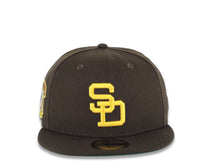 Load image into Gallery viewer, San Diego Padres New Era MLB 59FIFTY 5950 Fitted Cap Hat Brown Crown/Visor Yellow Logo Stadium Side Patch Green UV
