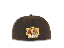 Load image into Gallery viewer, San Diego Padres New Era MLB 59FIFTY 5950 Fitted Cap Hat Brown Crown/Visor Yellow Logo Stadium Side Patch Green UV
