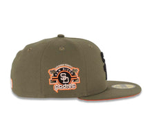 Load image into Gallery viewer, San Diego Padres New Era MLB 59FIFTY 5950 Fitted Cap Hat Olive Crown/Visor Black Logo Stadium Side Patch Neon Orange UV
