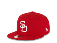 Load image into Gallery viewer, San Diego Padres New Era MLB 59FIFTY 5950 Fitted Cap Hat Red Crown/Visor White Logo 1984 World Series Side Patch Dark Gray UV

