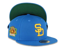 Load image into Gallery viewer, San Diego Padres New Era MLB 59FIFTY 5950 Fitted Cap Hat Cardinal Blue Crown/Visor Yellow Logo Stadium Side Patch Green UV
