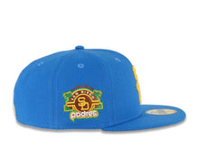 Load image into Gallery viewer, San Diego Padres New Era MLB 59FIFTY 5950 Fitted Cap Hat Cardinal Blue Crown/Visor Yellow Logo Stadium Side Patch Green UV
