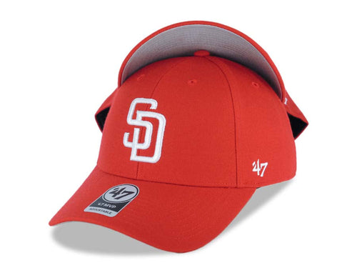 San Diego Padres '47 Brand  MLB MVP Adjustable Cap Hat Red Crown/Visor White Logo Gray UV