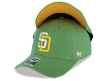 Load image into Gallery viewer, San Diego Padres &#39;47 Brand  MLB MVP Adjustable Cap Hat Light Green Crown/Visor White/Yellow Logo 1998 World Series Side Patch Yellow UV
