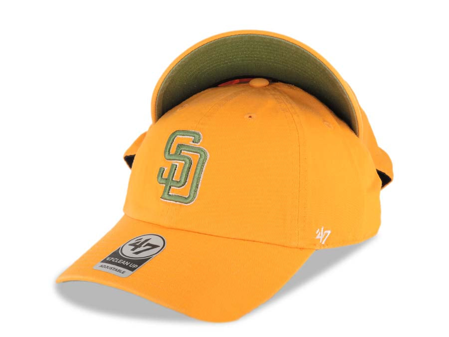 San Diego Padres '47 Brand  MLB Clean Up Adjustable Cap Hat Yellow Crown/Visor Light Green/White Logo Light Green UV