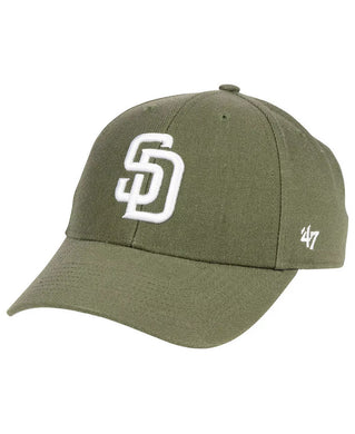 San Diego Padres '47 MLB MVP Adjustable Cap Hat Olive Green Crown/Visor White Logo