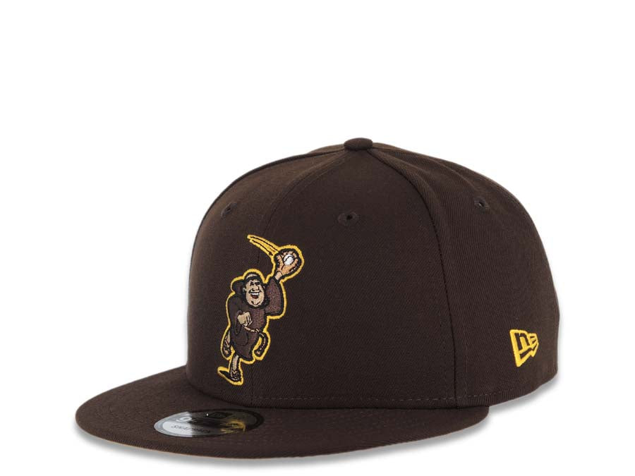 San Diego Padres New Era MLB 9FIFTY 950 Snapback Cap Hat Cream Crown Light Brown Visor Brown/Pink Catching Friar Logo 40th Anniversary Side Patch