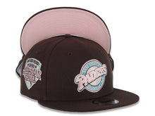 Load image into Gallery viewer, San Diego Padres New Era MLB 9FIFTY 950 Snapback Cap Hat Dark Brown Crown/Visor Pink/Teal/White Baseball Club Logo 1992 All-Star Game Side Patch
