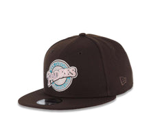 Load image into Gallery viewer, San Diego Padres New Era MLB 9FIFTY 950 Snapback Cap Hat Dark Brown Crown/Visor Pink/Teal/White Baseball Club Logo 1992 All-Star Game Side Patch
