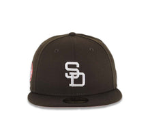 Load image into Gallery viewer, San Diego Padres New Era MLB 59FIFTY 5950 Fitted Cap Hat Brown Crown/Visor White Retro Cooperstown Logo 1978 All-Star Game Side Patch Pink UV

