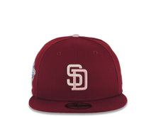 Load image into Gallery viewer, San Diego Padres New Era MLB 59FIFTY 5950 Fitted Cap Hat Cardinal Crown/Visor White/Pink Logo 1998 World Series Side Patch Pink UV
