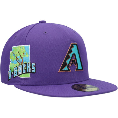 Arizona Diamondbacks New Era MLB 59FIFTY 5950 Fitted Cap Hat Purple Crown/Visor Team Color Logo Gray UV (State View)