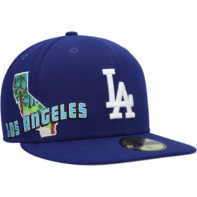 Los Angeles Dodgers New Era MLB 59FIFTY 5950 Fitted Cap Hat Royal Blue Crown/Visor White Logo Gray UV (State View)