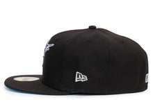 Load image into Gallery viewer, Miami Marlins New Era MLB 59FIFTY 5950 Fitted Cap Hat Black Crown/Visor Pink/Purple Cooperstown Logo 1997 World Series side Patch (Polar Lights) 
