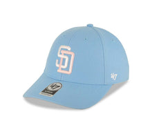 Load image into Gallery viewer, San Diego Padres &#39;47 Brand  MLB MVP Adjustable Cap Hat Sky Blue Crown/Visor White/Pink Logo 1992 All-Star Game Side Patch Pink UV
