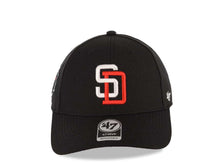 Load image into Gallery viewer, San Diego Padres &#39;47 Brand  MLB MVP Adjustable Cap Hat Black Crown/Visor White/Red Logo 1992 All-Star Game Side Patch Red UV
