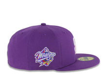 Load image into Gallery viewer, San Diego Padres New Era MLB 59FIFTY 5950 Fitted Cap Hat Purple Crown/Visor White/Pink Logo 1998 World Series Side Patch Pink UV
