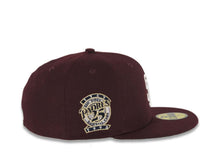 Load image into Gallery viewer, San Diego Padres New Era MLB 59FIFTY 5950 Fitted Cap Hat Maroon Crown/Visor White Logo 25th Anniversary Side Patch Green UV

