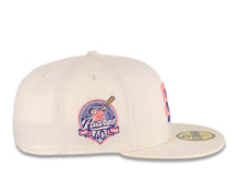 Load image into Gallery viewer, San Diego Padres New Era MLB 59FIFTY 5950 Fitted Cap Hat Cream Crown/Visor Pink Glow/Purple Logo 40th Anniversary Side Patch Purple UV
