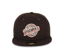 Load image into Gallery viewer, San Diego Padres New Era MLB 59FIFTY 5950 Fitted Cap Hat Dark Brown Crown/Visor Brown/White/Orange Baseball Club Retro Logo 
