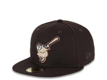 Load image into Gallery viewer, San Diego Padres New Era MLB 59FIFTY 5950 Fitted Cap Hat Dark Brown Crown/Visor Khaki/Metallic Brown Swinging Friar Logo 40th Anniversary Side Patch
