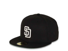 Load image into Gallery viewer, San Diego Padres New Era MLB 59FIFTY 5950 Fitted Cap Hat Black Crown/Visor White Logo 1998 World Series Side Patch Green UV
