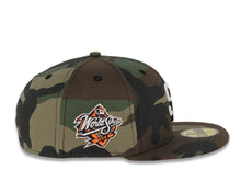 Load image into Gallery viewer, San Diego Padres New Era MLB 59FIFTY 5950 Fitted Cap Hat Camo Crown/Visor White/Black Logo 1998 World Series Side Patch Neon Orange UV
