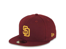 Load image into Gallery viewer, San Diego Padres New Era MLB 59FIFTY 5950 Fitted Cap Hat Cardinal Crown/Visor Yellow Logo 1998 World Series Side Patch Yellow UV
