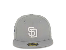 Load image into Gallery viewer, San Diego Padres New Era MLB 59FIFTY 5950 Fitted Cap Hat Gray Crown/Visor White Logo 1992 All-Star Game Side Patch Gray UV
