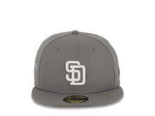 Load image into Gallery viewer, San Diego Padres New Era MLB 59FIFTY 5950 Fitted Cap Hat Gray Crown/Visor White Logo 1998 World Series Side Patch Gray UV
