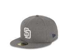 Load image into Gallery viewer, San Diego Padres New Era MLB 59FIFTY 5950 Fitted Cap Hat Gray Crown/Visor White Logo 1998 World Series Side Patch Gray UV
