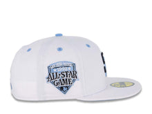 Load image into Gallery viewer, San Diego Padres New Era MLB 59FIFTY 5950 Fitted Cap Hat White Crown/Visor Black/Sky Blue Logo 1992 All-Star Game Side Patch Sky Blue UV
