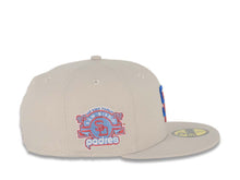 Load image into Gallery viewer, San Diego Padres New Era MLB 59FIFTY 5950 Fitted Cap Hat Stone Crown/Visor Metallic Red/Metallic Blue Logo Stadium Side Patch Sky Blue UV
