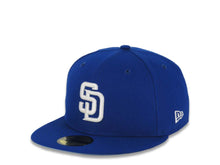 Load image into Gallery viewer, San Diego Padres New Era MLB 59FIFTY 5950 Fitted Cap Hat Light Royal Blue Crown/Visor White Logo 2016 All-Star Game Side Patch Sky Blue UV
